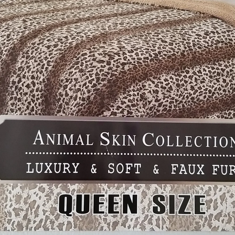 NEW! Luxe Faux Fur Leopard Queen Size Blanket Throw 3 Piece Set - Picture 4 of 8